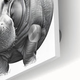 Close-up of a vibrant acrylic wall art piece featuring a detailed hippopotamus design, showcasing rich colors and textures, perfect for animal lovers and home decor enthusiasts.
