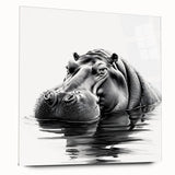 Side view of a sleek acrylic glass wall art piece featuring a vibrant hippopotamus design, perfect for animal lovers and home decor enthusiasts.