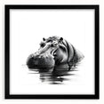 Black-framed wall art collection showcasing a vibrant hippopotamus design, featuring intricate details and bold colors, perfect for wildlife enthusiasts and home decor.