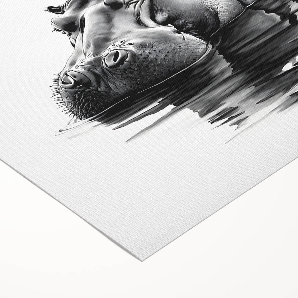 Vibrant rolled canvas wall art featuring a colorful hippopotamus design, showcasing intricate patterns and textures, perfect for adding a touch of wildlife decor to any space.