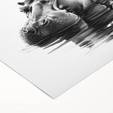 Vibrant rolled canvas wall art featuring a colorful hippopotamus design, showcasing intricate patterns and textures, perfect for adding a touch of wildlife decor to any space.