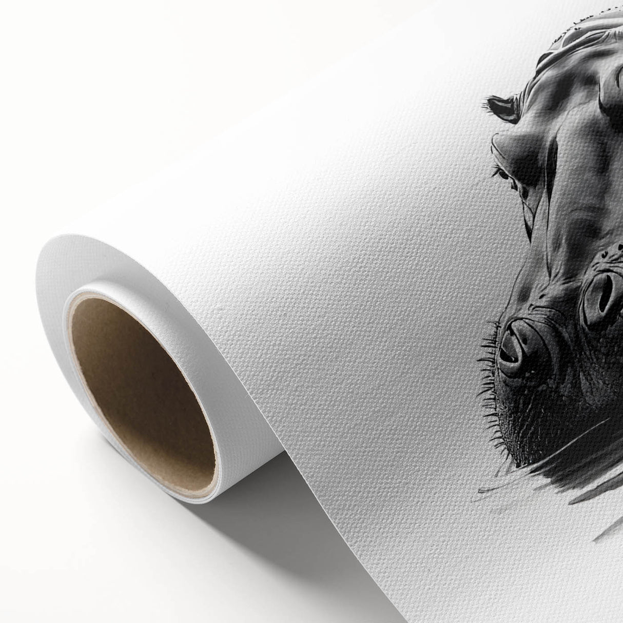 Vibrant rolled canvas wall art featuring a detailed illustration of a hippopotamus in a natural habitat setting, ideal for wildlife enthusiasts and home decor.