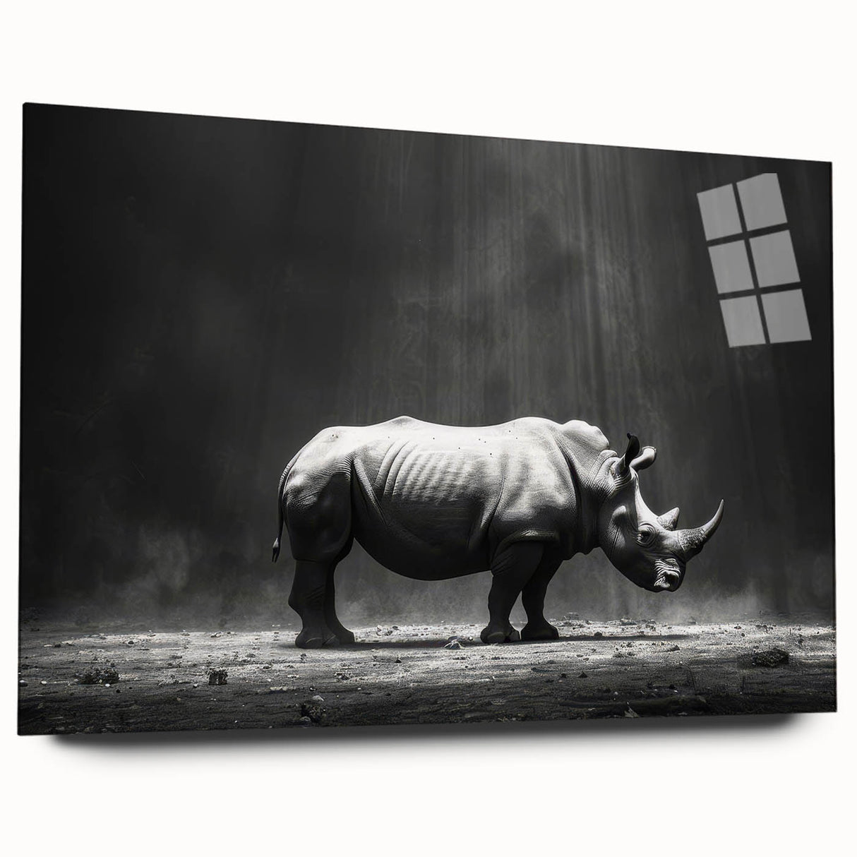 Side view of a colorful acrylic wall art design featuring a hippopotamus in a natural habitat, showcasing vibrant colors and intricate details, perfect for wildlife enthusiasts.