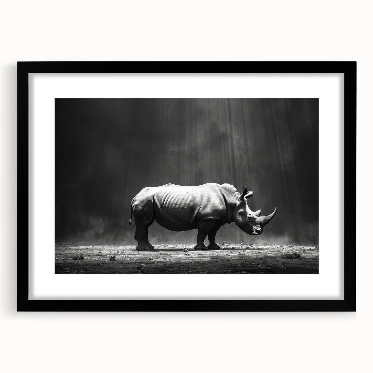 Hippopotamus wall art design featuring a vibrant, colorful illustration in a black frame with matting, ideal for wildlife enthusiasts and home decor.
