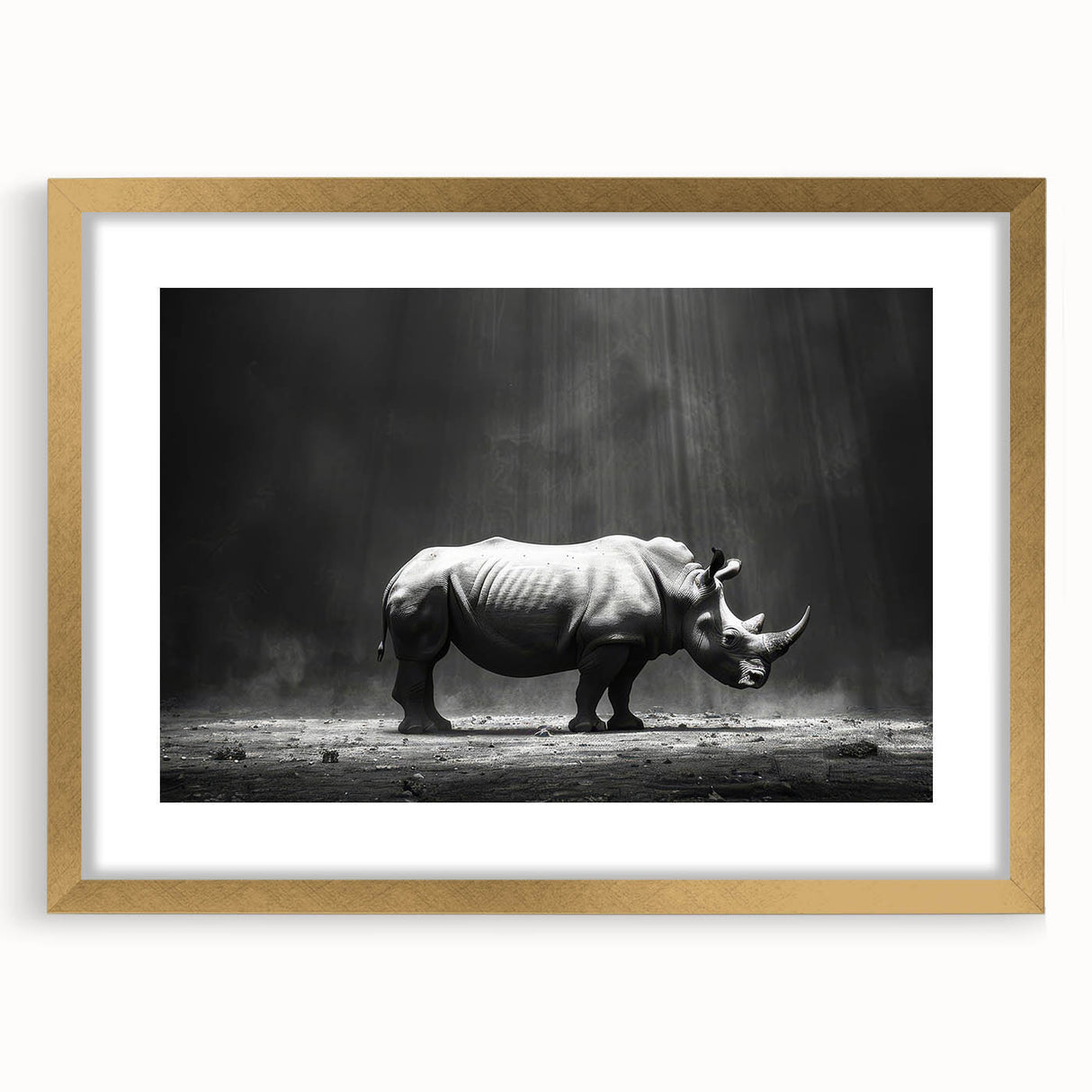 Front view of a gold-framed wall art piece showcasing a detailed hippopotamus design, perfect for animal lovers and home decor enthusiasts. The vibrant colors and intricate details make it an eye-catching addition to any space, enhancing the aesthetic appeal of your living area.