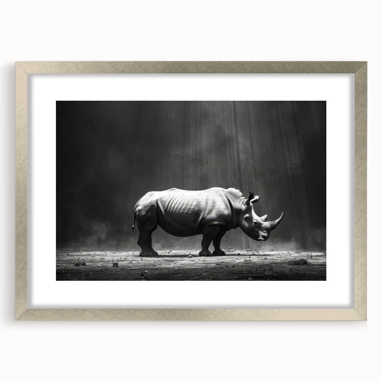 Framed wall art featuring a detailed silver mat design of a hippopotamus in a naturalistic setting, ideal for animal lovers and home decor enthusiasts.