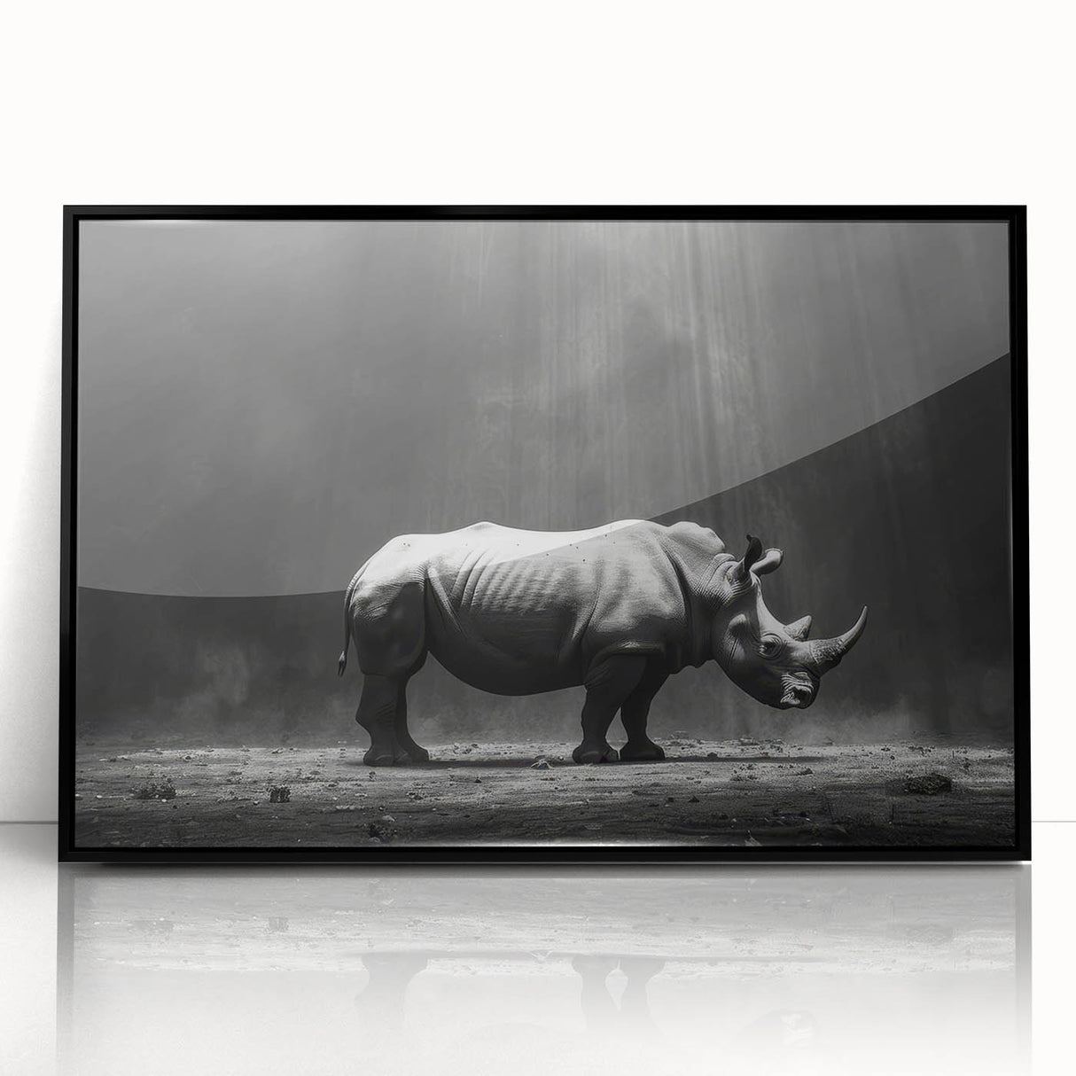 Framed wall art depicting a stylish black hippopotamus design, featuring a sleek acrylic finish and modern aesthetic, perfect for adding a touch of wildlife decor to any room.
