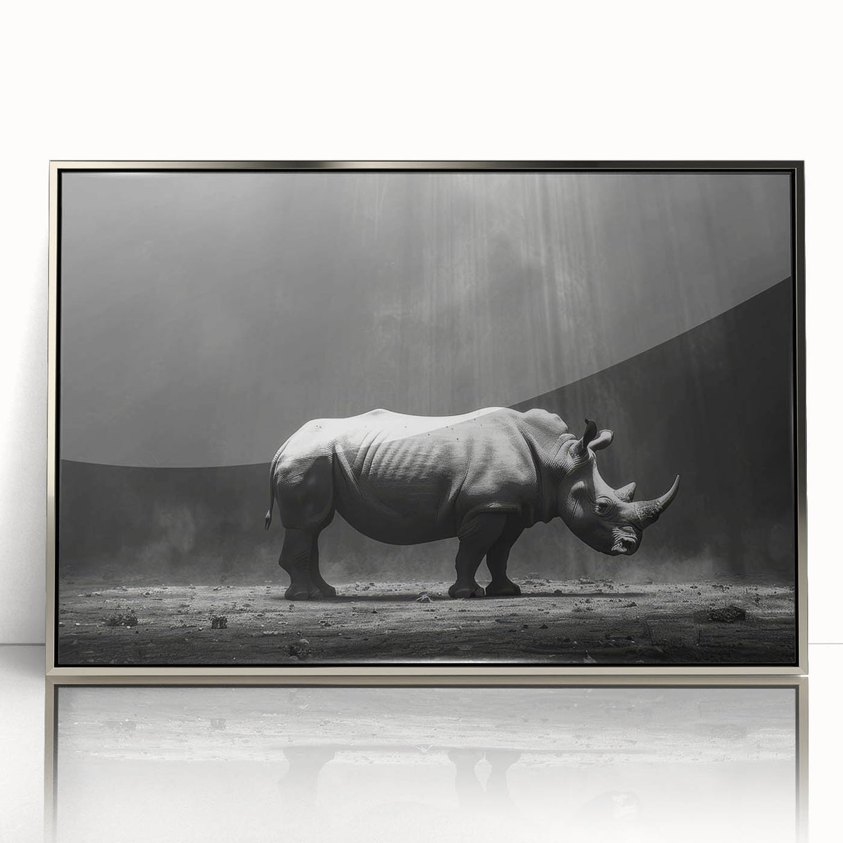 Hippopotamus wall art design featuring a striking silver frame, showcasing a vibrant acrylic print of a hippo in its natural habitat, perfect for wildlife enthusiasts.