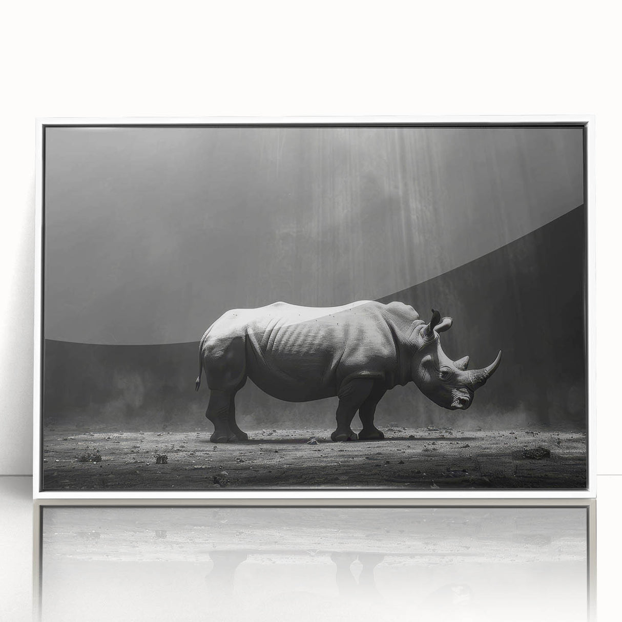 Framed acrylic wall art showcasing a vibrant hippo design, featuring a white border and front view display, perfect for animal lovers and home decor enthusiasts.