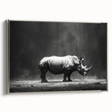 Framed canvas wall art showcasing a silver side view of a hippopotamus, highlighting its unique features and textures, perfect for wildlife enthusiasts and home decor.