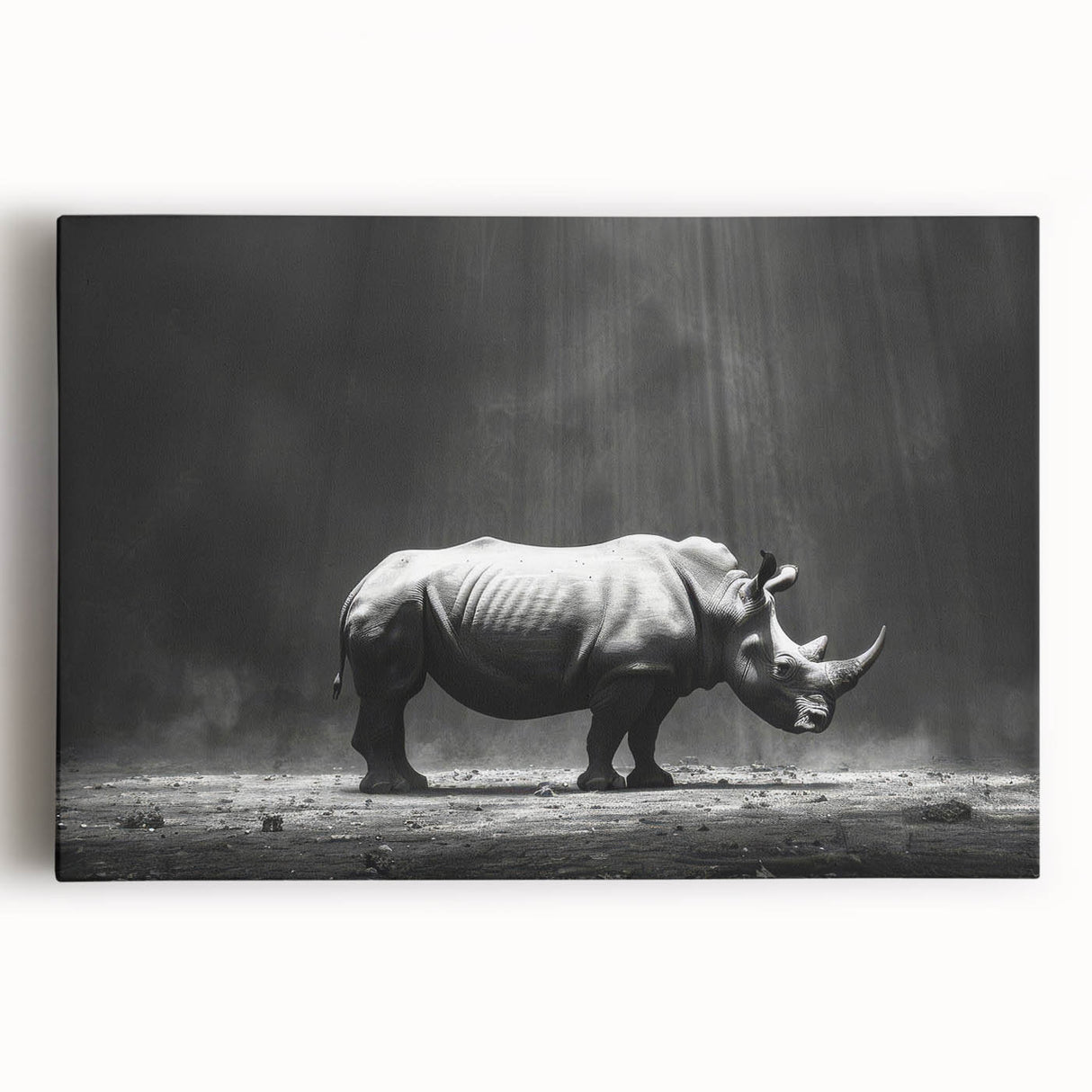 Stretched canvas artwork depicting a vibrant hippopotamus in a natural habitat, showcasing rich colors and intricate details, ideal for wildlife decor enthusiasts.
