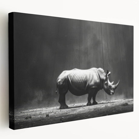 Stretched canvas wall art featuring a side view of a hippopotamus in a natural setting, showcasing vibrant colors and intricate details of the animal's texture and form.