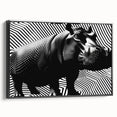 Framed canvas wall art featuring a side view of a hippopotamus in a natural setting, showcasing vibrant colors and intricate details, perfect for wildlife enthusiasts.