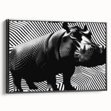 Framed canvas wall art featuring a side view of a hippopotamus in a natural setting, showcasing vibrant colors and intricate details, perfect for wildlife enthusiasts.