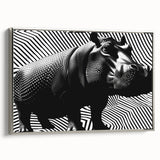 Hippopotamus wall art design in a sleek silver frame, showcasing a detailed side view of the animal against a soft background, perfect for wildlife enthusiasts.