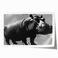 Hippopotamus wall art print showcasing vibrant colors and intricate details, designed for wildlife enthusiasts, rolled for easy display and shipping.