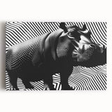 Front view of a vibrant, stretched canvas wall art featuring a realistic hippopotamus design in a natural setting, perfect for animal lovers and wildlife decor.