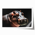 Detailed illustration of a colorful hippopotamus design on rolled wall art, showcasing vibrant colors and intricate patterns, perfect for animal lovers and home decor enthusiasts.