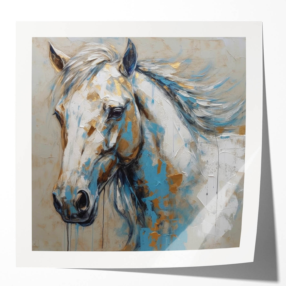 Glossy wall art featuring a stylish horse design, perfect for animal lovers. This vibrant piece showcases intricate details and colors, ideal for home decor.