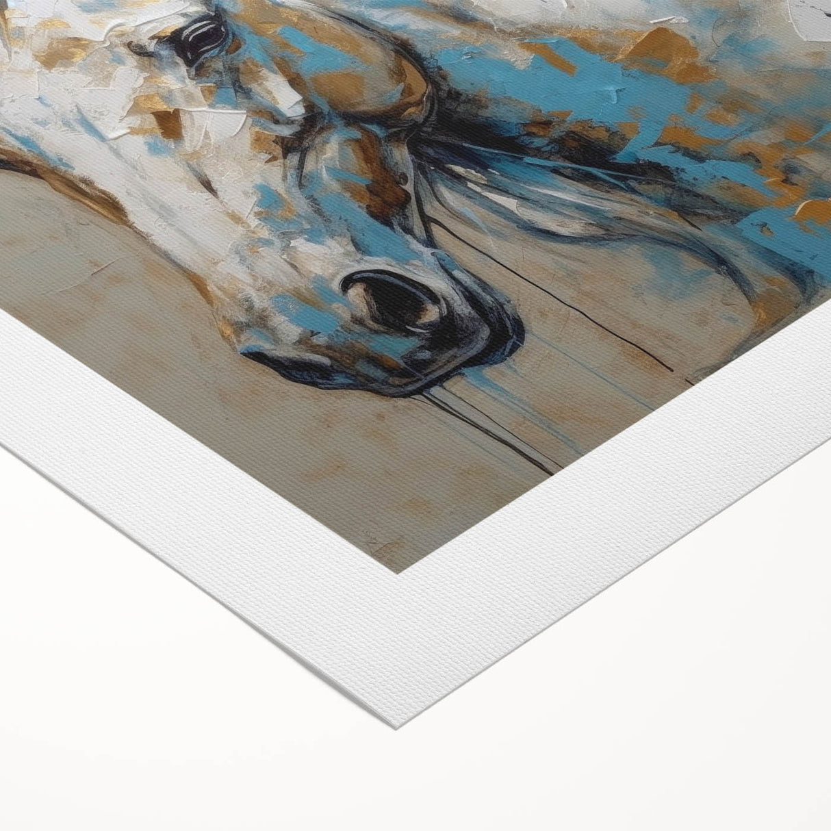 Rolled canvas artwork showcasing a vibrant horse design in a wild setting, ideal for animal lovers and home decor enthusiasts, presented in a protective tube.