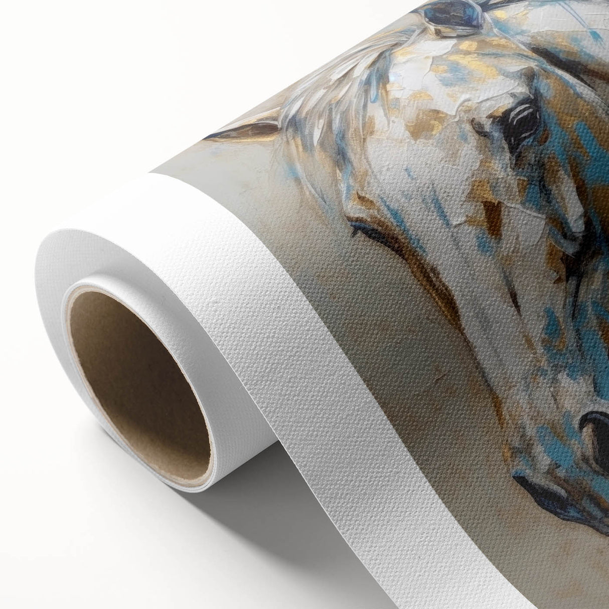 Vibrant rolled canvas showcasing a striking horse design from the "Animals A Wild Life" collection, perfect for animal lovers and home decor enthusiasts.