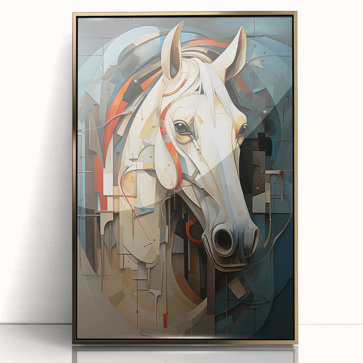 Framed acrylic wall art featuring a stunning gold horse design, elegantly displayed in a modern style, perfect for enhancing home decor with a touch of wildlife elegance.