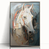 Framed wall art featuring a striking silver-accented horse design, showcasing intricate details and vibrant colors, perfect for home decor. This acrylic piece adds a modern touch to any space, blending elegance with a wild aesthetic.