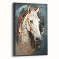 Framed canvas wall art featuring a striking black side view of a wild horse, showcasing its graceful form and intricate details, perfect for animal lovers.