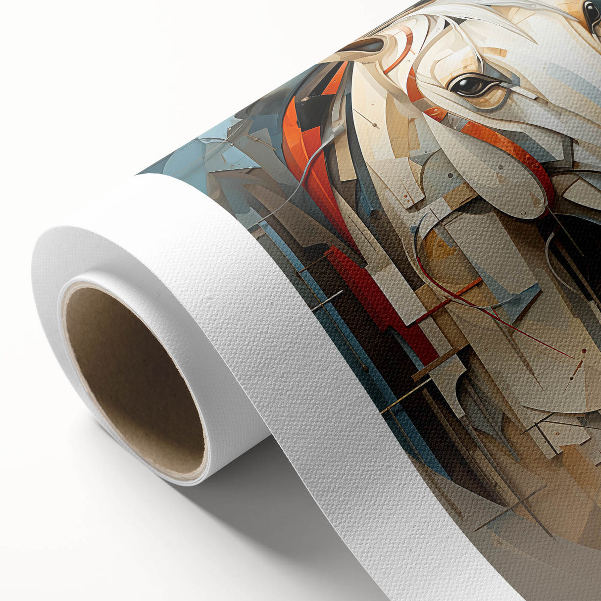 Stunning rolled canvas art featuring a vibrant horse design, showcasing intricate details and bold colors, perfect for elevating any wall decor.