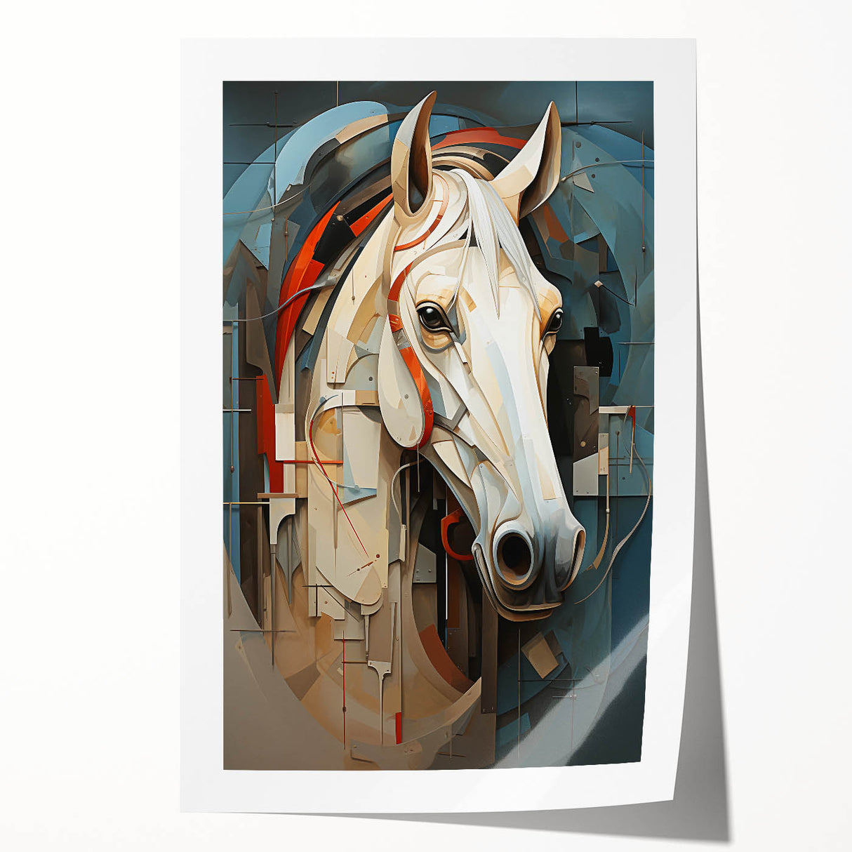 Horse-themed wall art design showcasing a majestic wild horse in a natural setting, printed on high-quality material, perfect for adding a touch of nature to home decor.