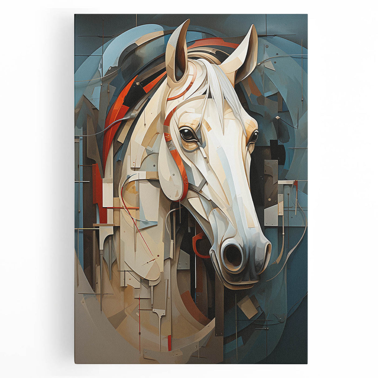 Vibrant stretched canvas artwork depicting a majestic horse in a natural setting, showcasing intricate details and rich colors, perfect for animal lovers and home decor enthusiasts.