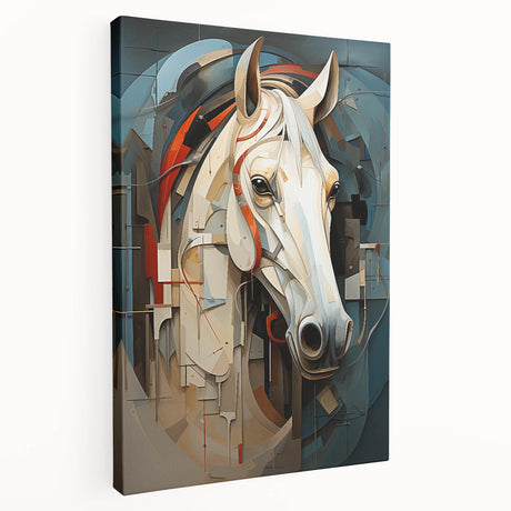 Stretched canvas wall art featuring a side view of a majestic wild horse, showcasing detailed textures and vibrant colors, perfect for animal lovers' home decor.