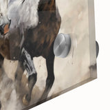 Close-up of a vibrant horse wall art design in acrylic glass, showcasing intricate details and colors, ideal for animal lovers and home decor enthusiasts.