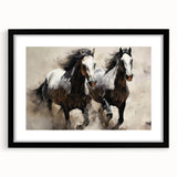 Black-framed wall art featuring a stunning horse design from the 'Animals A Wild Life' collection, complete with a white mat, perfect for enhancing modern decor.