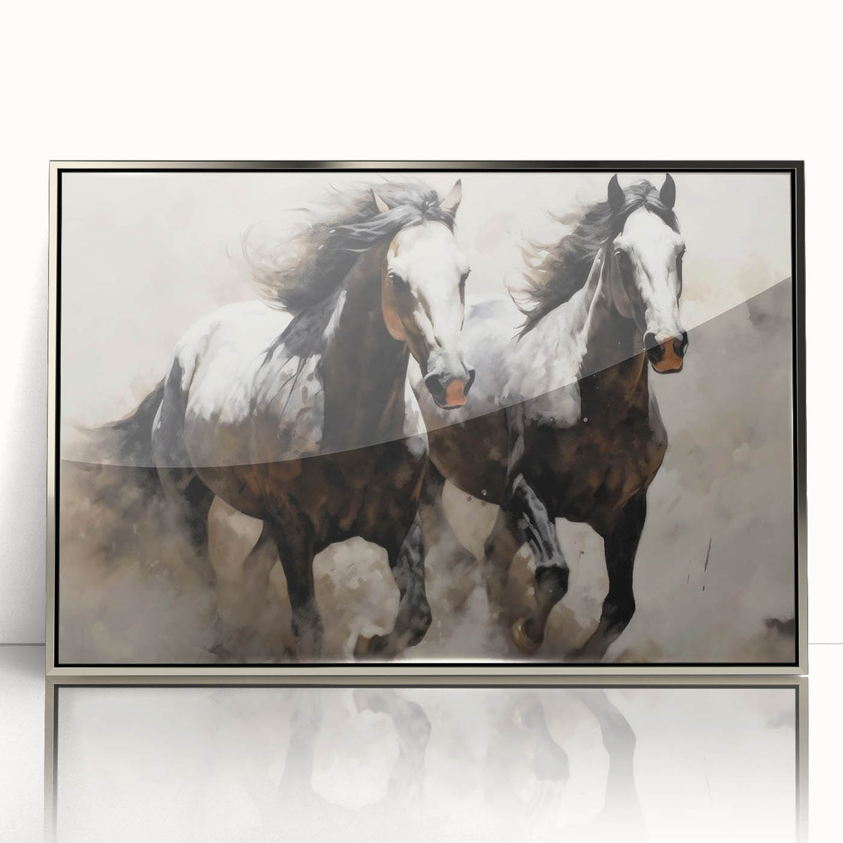 Framed acrylic wall art featuring a stunning silver horse design from the "Animals A Wild Life" collection, set against a neutral background. Perfect for equestrian-themed decor.