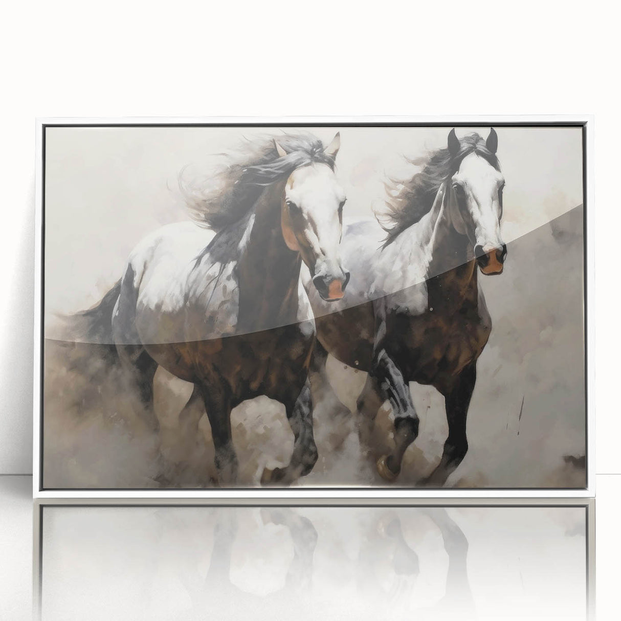 Framed acrylic wall art featuring a striking horse design, showcasing vibrant colors and intricate details, perfect for animal lovers and modern decor enthusiasts.