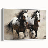 Framed canvas wall art showcasing a majestic white horse in a serene side view, ideal for equine enthusiasts and home decor lovers. Perfect for adding elegance to any space.
