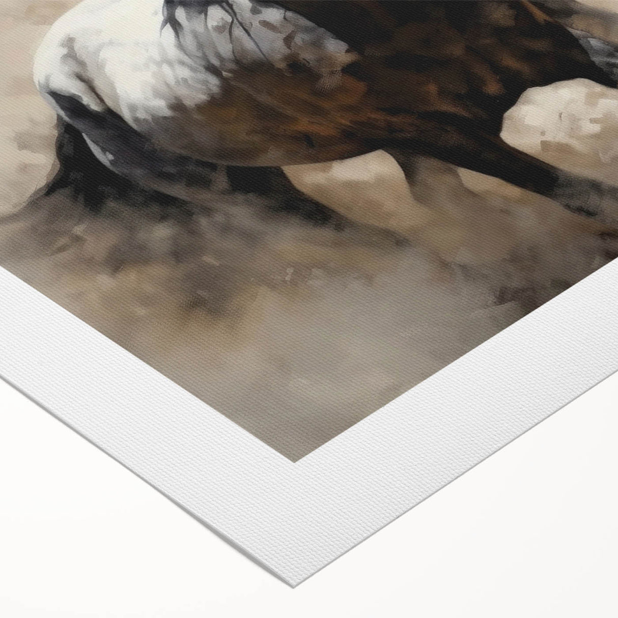 Stunning rolled canvas art depicting a majestic horse in a wild landscape, featuring vibrant colors and intricate details, perfect for enhancing any home decor.