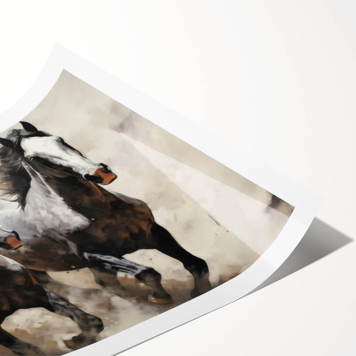 Vibrant rolled wall art print showcasing a striking horse design, featuring rich colors and intricate details, perfect for animal lovers and home decor enthusiasts.