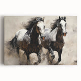 Stretched canvas wall art featuring a majestic horse design, showcasing a vivid color palette and intricate detailing, perfect for equestrian-themed decor.