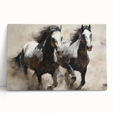 Stretched canvas wall art showcasing a serene horse design in a natural setting, perfect for animal lovers and home decor enthusiasts. This vibrant artwork adds elegance and tranquility to any space.