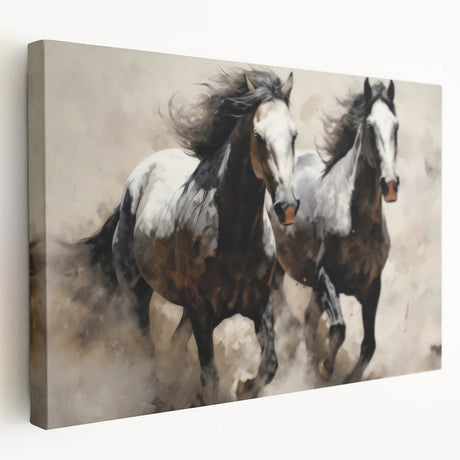 Stretched canvas wall art showcasing a vibrant horse design in a side view, perfect for animal lovers and home decor enthusiasts, adding a touch of wild elegance.