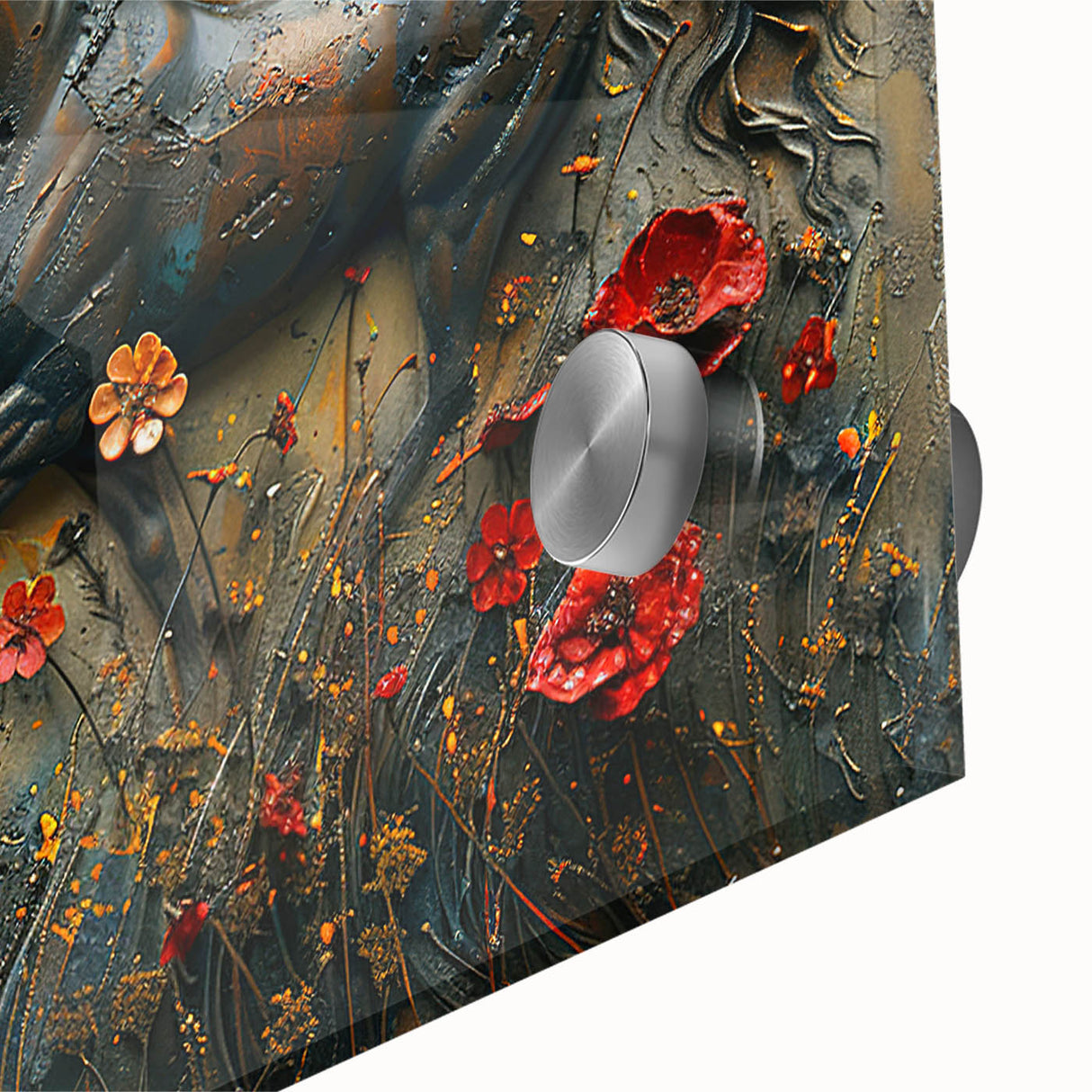 Close-up of a vibrant acrylic wall art piece showcasing a stunning wild horse design, featuring rich colors and intricate details, perfect for animal lovers and home decor enthusiasts.