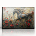 Framed acrylic wall art featuring a striking horse design in black, showcasing a modern aesthetic perfect for animal lovers and home decor enthusiasts.