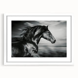 Framed wall art featuring a stunning horse design from the 'Animals A Wild Life' collection, set against a white mat, ideal for nature lovers and home décor enthusiasts.