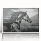 Framed wall art featuring a vibrant horse design in an acrylic finish, showcasing intricate details and bold colors, perfect for animal lovers and modern decor.