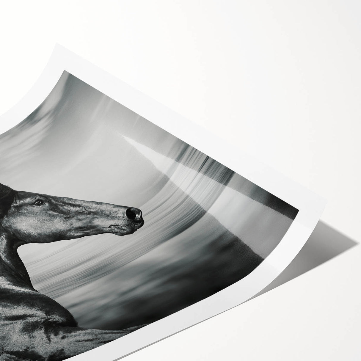 Detailed illustration of a wild horse galloping through a vibrant landscape, showcasing rich colors and dynamic movement, perfect for animal lovers and home decor enthusiasts.
