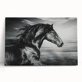 Stretched canvas wall art featuring a majestic horse design, showcasing vibrant colors and intricate details, perfect for adding a touch of nature-inspired elegance to any space.