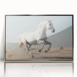 Framed wall art featuring a striking design of a wild horse in a silver-acrylic finish, showcasing vibrant colors and intricate details, perfect for animal lovers.