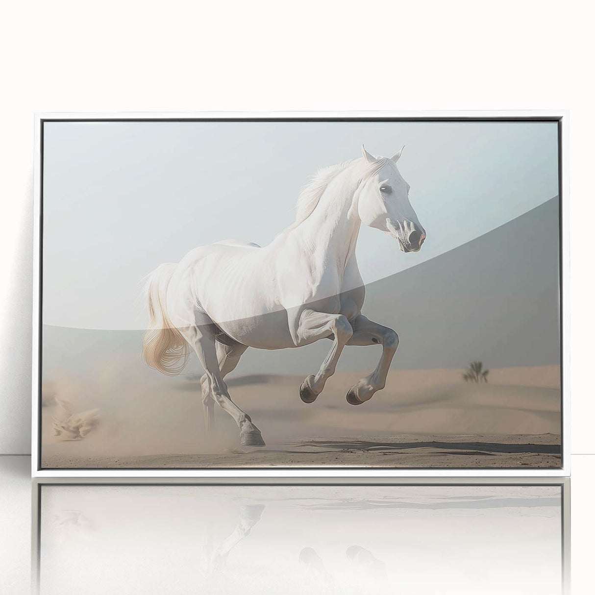Framed acrylic wall art showcasing a detailed horse design in a minimalist white frame, perfect for adding a touch of elegance to any modern home decor.